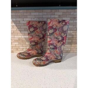 Coach Poppy Rain Boots Womens‎ Size 7 Pink Purple Rubber Winter Boots